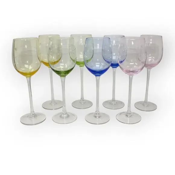 8 Lenox TUSCANY SEASONS PASTEL GOBLETS Crystal Water Wine Swirl Cut Etched - Picture 7 of 11